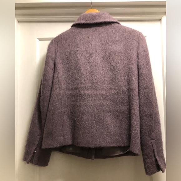 Fun furry alpaca Talbots moto jacket in lavender - Picture 2 of 6